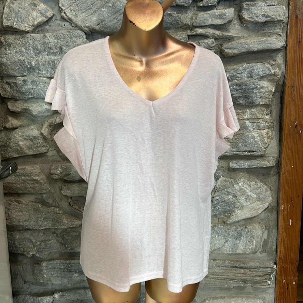Buffalo Shimmer Top with Ruffle Sleeves
